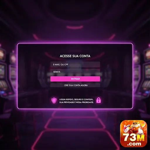 Tela de login da 73m com opções de acesso rápido.