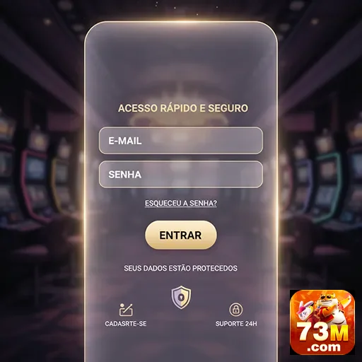 Tela de login do cassino online 73m com acesso seguro.