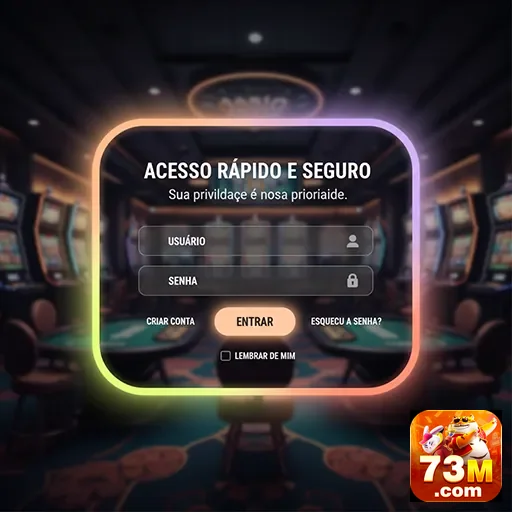 Tela de login da plataforma 73m para serviços VIP.