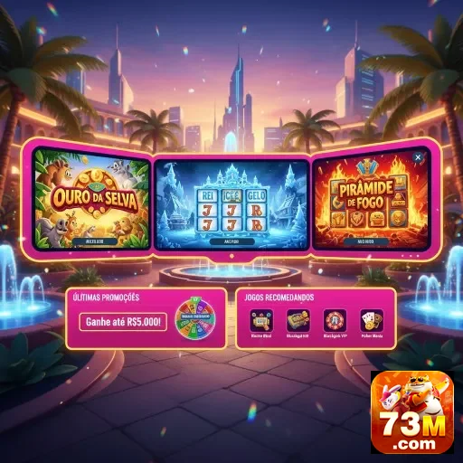 Jogos de slots 'Ouro da Selva' e 'Pirâmide de Fogo' no 73m.