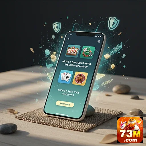 Tela do aplicativo 73m exibindo jogos de cassino segura.