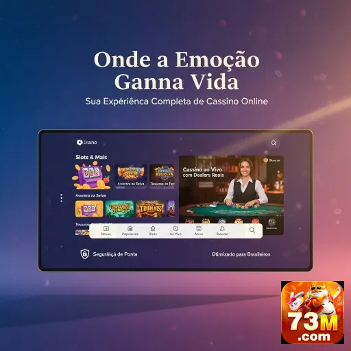 Tela do aplicativo 73m com jogos de cassino acessíveis.