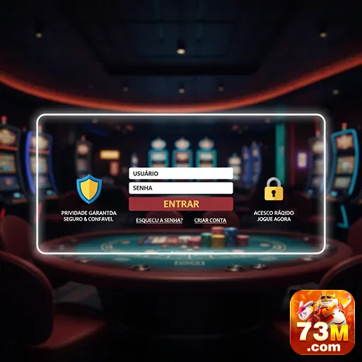 Tela de login segura do 73m para jogadores VIP.