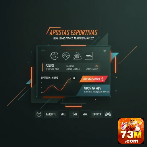 Interface de apostas esportivas do site 73m em destaque.