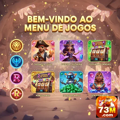 Interface do menu VIP da 73m com jogos exclusivos.