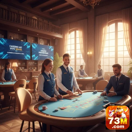 Jogadores no cassino ao vivo da 73m em ambiente VIP.