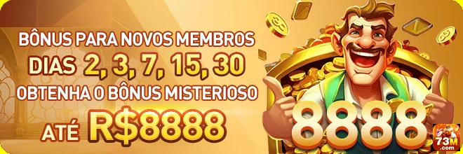 Promoção do cassino 73m destacando bônus para novos membros.