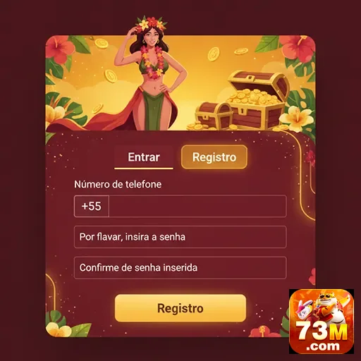 Tela de cadastro do site 73m com foco em jogadores VIP.