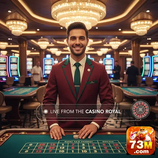 O dealer no Casino Royal apresenta jogos de apostas no 73m.