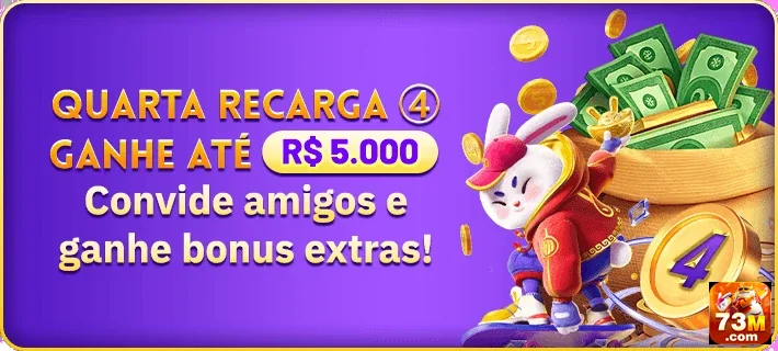 Promoção de quarta recarga da 73m com bônus de até R$ 5.000.
