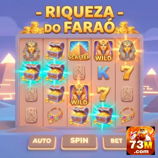 Jogo de slots 'Riqueza do Faraó' no 73m.