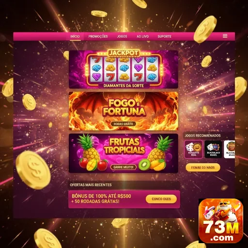Interface da plataforma 73m com jogos VIP em destaque.