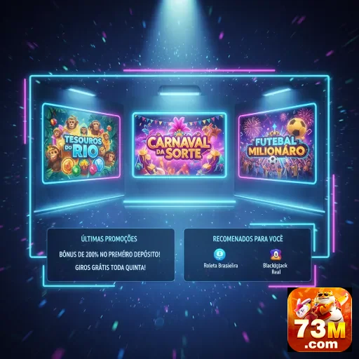 Slots vibrantes no 73m, incluindo Carnaval da Sorte.