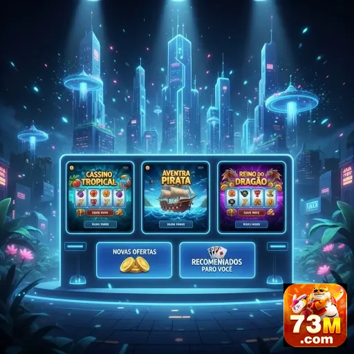 Interface de cassino online da 73m com jogos VIP destacados.