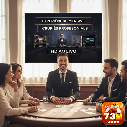 Jogadores em mesa de cassino ao vivo no site 73m.